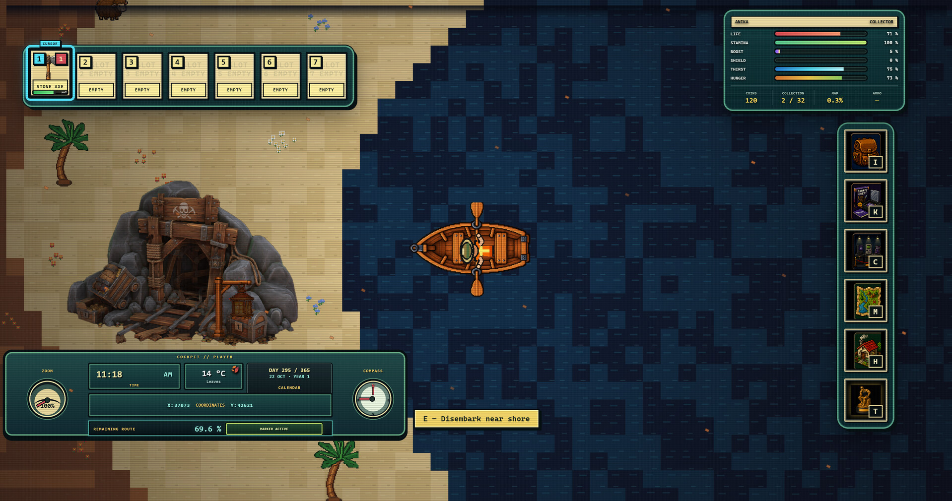 Capture du gameplay de Proppy : exploration en bateau